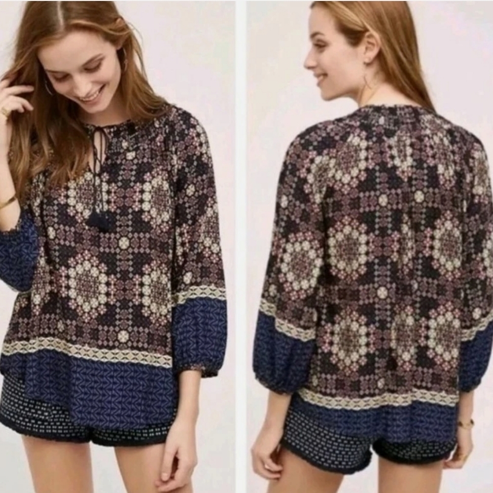 🌻NWT Anthropologie 11.1.TYLHO Bohemian Flowy Blouse